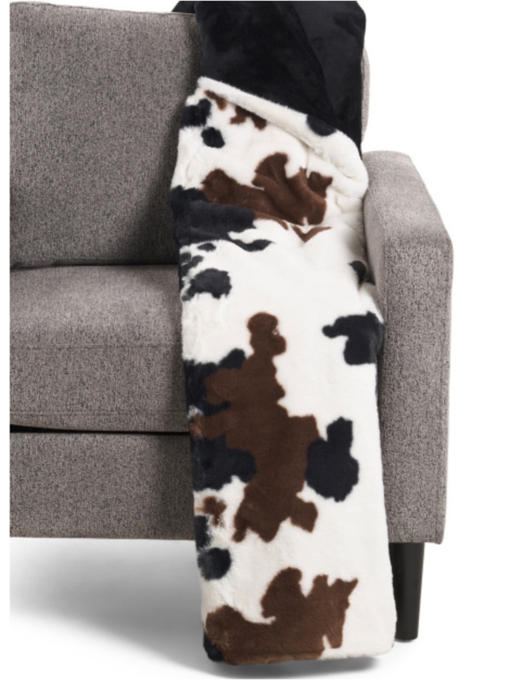 RACHEL ZOE Cow Print Faux Fur Throw